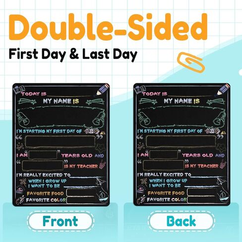 First Day of School Sign, First Day of School Board 11x14 Inch Double Sided Back to School for Boys & Girls, Kindergarten Preschool 1st Grade School Supplies, First and Last Day of School Chalkboard in Saudi Arabia