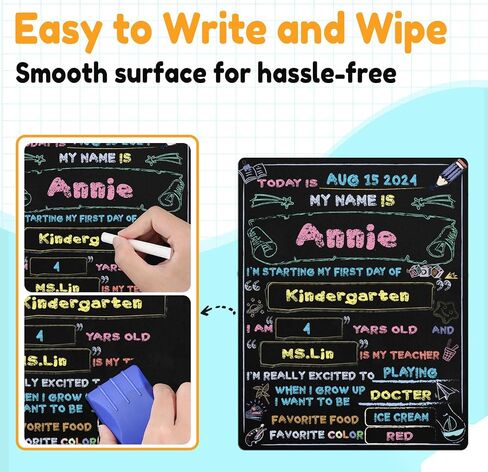 First Day of School Sign, First Day of School Board 11x14 Inch Double Sided Back to School for Boys & Girls, Kindergarten Preschool 1st Grade School Supplies, First and Last Day of School Chalkboard in Saudi Arabia