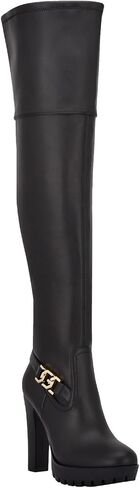 GUESS Womens Tailia Faux Leather Dressy Thigh-High Boots, Black 002, 11 Medium (B,M) in Saudi Arabia