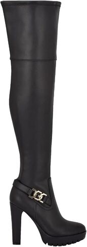 GUESS Womens Tailia Faux Leather Dressy Thigh-High Boots, Black 002, 11 Medium (B,M) in Saudi Arabia