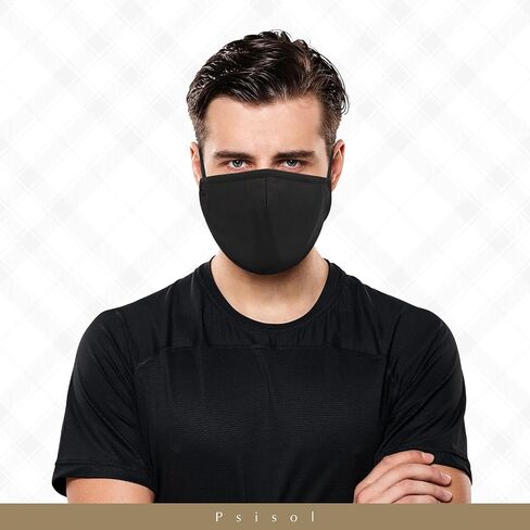 قناع وجه أسود، أقنعة وجه قابلة لإعادة الاستخدام، قابلة للغسل مع فلتر، قناع وجه للكبار قابل للتنفس وقابل للغسل مع غطاء حماية حلقات الأذن المرنة الناعمة، قناع غبار الفم والأنف، 5 قطع in Saudi Arabia