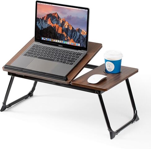 Laptop Desk for Bed Couch, Adjustable Foldable Bed Table with Cup Holder, Breakfast Serving Tray, Portable Laptop Lap Desk Stand for Working Reading Writing Eating Gaming in Bed Sofa Floor in Kuwait
