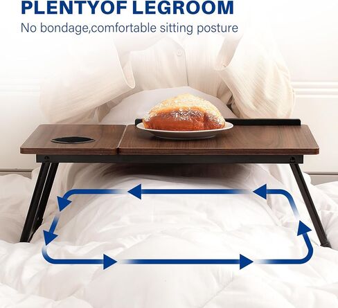 Laptop Desk for Bed Couch, Adjustable Foldable Bed Table with Cup Holder, Breakfast Serving Tray, Portable Laptop Lap Desk Stand for Working Reading Writing Eating Gaming in Bed Sofa Floor in Kuwait