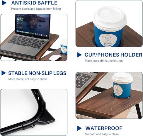 Laptop Desk for Bed Couch, Adjustable Foldable Bed Table with Cup Holder, Breakfast Serving Tray, Portable Laptop Lap Desk Stand for Working Reading Writing Eating Gaming in Bed Sofa Floor in Kuwait