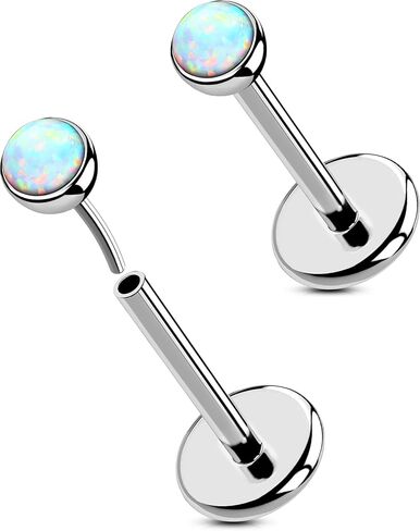 OUFER 2PCS 16G/20G Nose Lip Studs, G23 Solid Titanium Threadless Push in Nose Nostril Lip Labret Medusa Monroe Helix Cartilage Tragus Conch Lobe Piercing Jewelry for Women Men in Saudi Arabia
