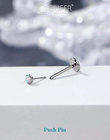 OUFER 2PCS 16G/20G Nose Lip Studs, G23 Solid Titanium Threadless Push in Nose Nostril Lip Labret Medusa Monroe Helix Cartilage Tragus Conch Lobe Piercing Jewelry for Women Men in Saudi Arabia