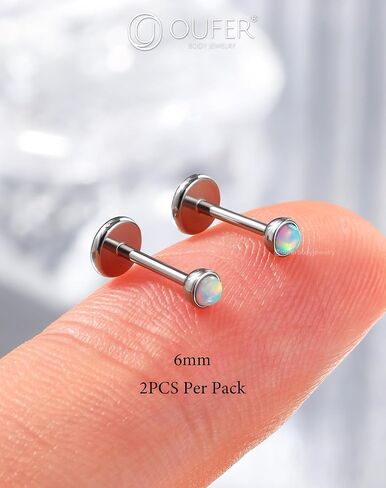 OUFER 2PCS 16G/20G Nose Lip Studs, G23 Solid Titanium Threadless Push in Nose Nostril Lip Labret Medusa Monroe Helix Cartilage Tragus Conch Lobe Piercing Jewelry for Women Men in Saudi Arabia