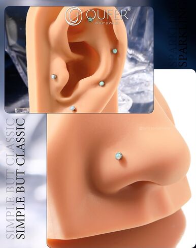 OUFER 2PCS 16G/20G Nose Lip Studs, G23 Solid Titanium Threadless Push in Nose Nostril Lip Labret Medusa Monroe Helix Cartilage Tragus Conch Lobe Piercing Jewelry for Women Men in Saudi Arabia