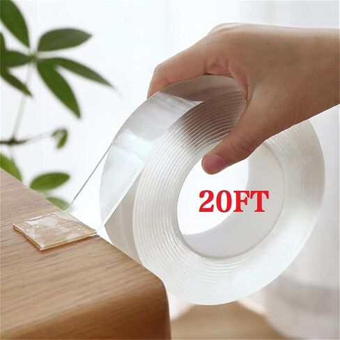 Mounting Tape.Adhesive Tape, Double Sided Mounting Carpet Tape Heavy Duty, Traceless Washable Removable Strong Adhesive Rug Tape Gripper, Reusable Clear Anti Slip Gel Grip Tape(2m(6.5ft)) in Saudi Arabia
