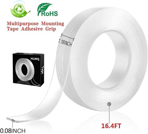 Mounting Tape.Adhesive Tape, Double Sided Mounting Carpet Tape Heavy Duty, Traceless Washable Removable Strong Adhesive Rug Tape Gripper, Reusable Clear Anti Slip Gel Grip Tape(2m(6.5ft)) in Saudi Arabia