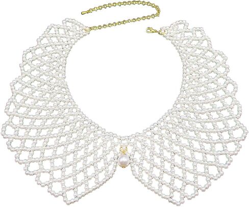 طوق قلادة مقلد حبات اللؤلؤ مريلة بيان طوق كاذبة للانفصال للنساء in Kuwait