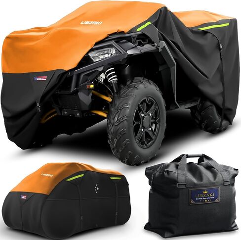 600D ATV Cover Waterproof Heavy Duty Trailerable 4 Wheeler Cover Quad Cover Atv Covers All Season Weather Proof Outdoor UV Protection for Polaris Kawasaki Yamaha Suzuki Can-Am Black/Gray-M in Saudi Arabia