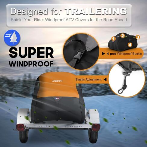 600D ATV Cover Waterproof Heavy Duty Trailerable 4 Wheeler Cover Quad Cover Atv Covers All Season Weather Proof Outdoor UV Protection for Polaris Kawasaki Yamaha Suzuki Can-Am Black/Gray-M in Saudi Arabia