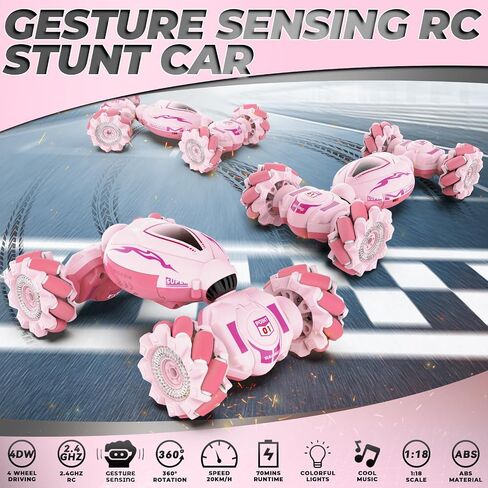 Dysaim Gesture RC Car, Gesture Sensing RC Stunt Car Toys for Kids 6-12 yr, 2.4GHz 4WD Hand Remote Control Cars with Lights Music, Off-Road 360° Rotation RC Drift Car Birthday Easter Gifts in Saudi Arabia