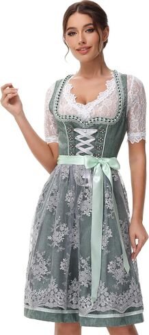 Women's German Dirndl Dress Bavarian Oktoberfest Halloween Carnival Costumes in Saudi Arabia