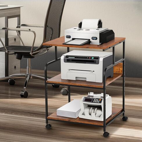 Printer Stand 3 Tier Printer Stand with Wheels Large Rolling Printer Table with Adjustable Storage Shelf Rolling Cart with Paper Storage Shelf for Home Office Organization Heat Press in Kuwait