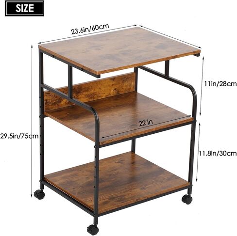 Printer Stand 3 Tier Printer Stand with Wheels Large Rolling Printer Table with Adjustable Storage Shelf Rolling Cart with Paper Storage Shelf for Home Office Organization Heat Press in Kuwait