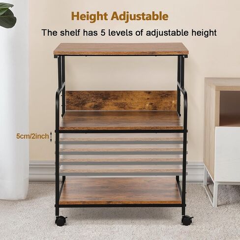 Printer Stand 3 Tier Printer Stand with Wheels Large Rolling Printer Table with Adjustable Storage Shelf Rolling Cart with Paper Storage Shelf for Home Office Organization Heat Press in Kuwait