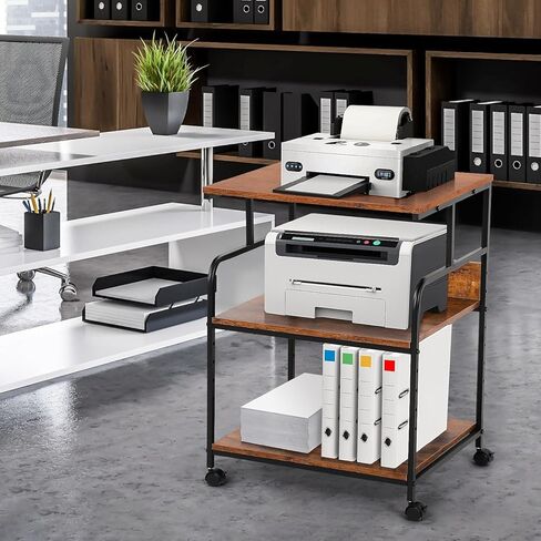 Printer Stand 3 Tier Printer Stand with Wheels Large Rolling Printer Table with Adjustable Storage Shelf Rolling Cart with Paper Storage Shelf for Home Office Organization Heat Press in Kuwait