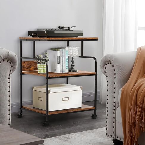 Printer Stand 3 Tier Printer Stand with Wheels Large Rolling Printer Table with Adjustable Storage Shelf Rolling Cart with Paper Storage Shelf for Home Office Organization Heat Press in Kuwait