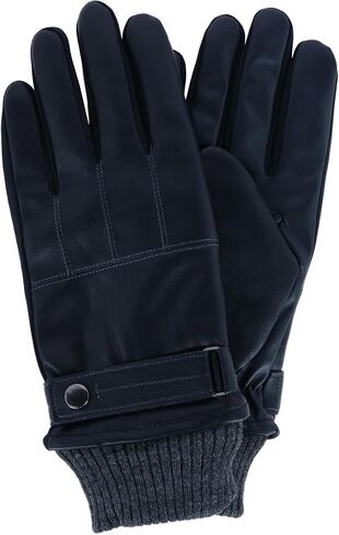 isotoner Men's Stretch Nappa Winter Glove with Knit Cuff, Xlarge, Black in Kuwait