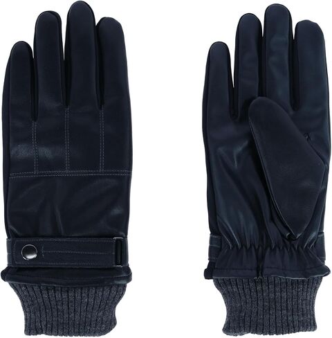 isotoner Men's Stretch Nappa Winter Glove with Knit Cuff, Xlarge, Black in Kuwait