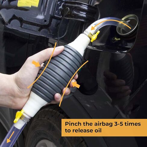 خرطوم سيفون يدوي بطول 4.9 قدم للبنزين، مضخة مصاصة سائلة متعددة الوظائف، مضخة سيفون للغاز والزيت والبنزين وخزان المياه السائل المحمول، مع صمام تدفق وإبزيمين ثابتين in Kuwait