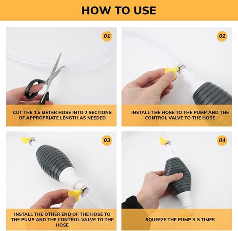 خرطوم سيفون يدوي بطول 4.9 قدم للبنزين، مضخة مصاصة سائلة متعددة الوظائف، مضخة سيفون للغاز والزيت والبنزين وخزان المياه السائل المحمول، مع صمام تدفق وإبزيمين ثابتين in Kuwait