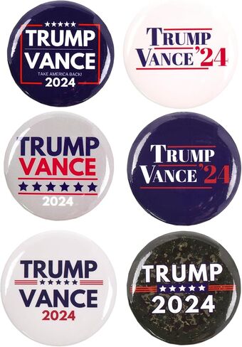 مجموعة أزرار الانتخابات ترامب فانس 24، دبوس الحملة الرئاسية، ملحق جمهوري للمسيرات والتجمعات، 2.25 بوصة (عبوة من 6 قطع) in Kuwait