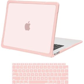 MOSISO Compatible with MacBook Air 13 inch Case 2022, 2021-2018 Release A2337 M1 A2179 A1932 Touch ID, Soft TPU Bumper Anti-Cracking & Anti-Fingerprint Plastic Hard Shell&Keyboard Cover, Pink