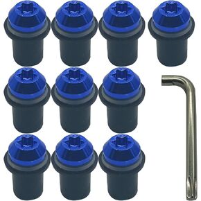 10 Sets M5*16 Windscreen Bolts Wellnut Bolt Washers Kit, Windshield Installation Kit, Universal for Most Motorcycle Yamaha Suzuki Kawasaki Honda BMW (10 blue)