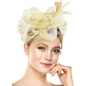 1920s 50s Vintage Fascinators Hat for Women Tea Party Halloween Headband Flower Bridal Shower Weddings Themed Events