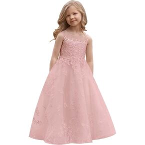 Tulle First Communion Dress Lace Appliques Flower Girl Dresses for Wedding Girls Pageant Ball Gown