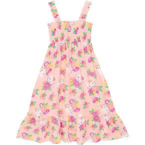Hello Kitty Floral Girls Smocked Cami Maxi Dress Little Kid to Big Sizes (4-14-16)