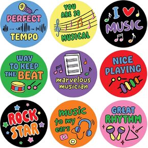 Music Teacher Reward Stickers for Kids, Instrument themed Motivational Stickers for Student Incentives - 1,080 Count
