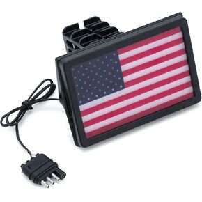 Kuryakyn 2893 Motorcycle Lighting Accessory: Freedom Flag LED Receiver Hitch Cover for 1-1/4" and 2" Hitches, Black
