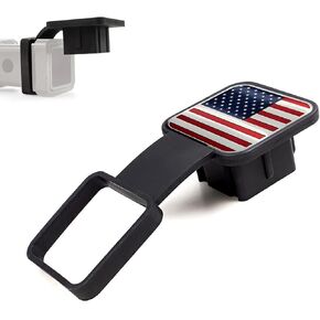 1 PC Car Trailer Hitch Cover, 3.14" x 3.14" x 1.96" TPU American Flag Dustproof Tow Cover Rubber Plug, Fits 2" Square Mouth Receiver Tube, Product Compatible with Most Car Models (Red)