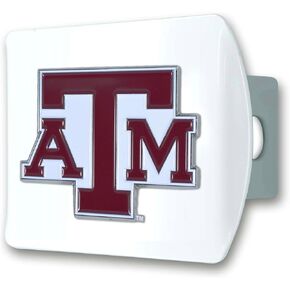 FANMATS 43619 Clemson University Color Hitch Cover - White with Metal Chrome 3D Logo Emblem – Easy Installation on Truck, SUV, Car - Ideal Gift for Die Hard NCAA Fan