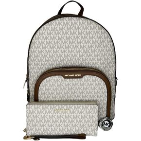 حقيبة ظهر Michael Kors MICHAEL Michael Kors Jaycee بجيب كبير بسحاب مزودة بمحفظة كونتيننتال كبيرة/خطاف محفظة معصم (Signature MK Vanilla) in Saudi Arabia