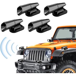 Pack-4 Deer Warning Devices, ABS Animal Alarms, Ultrasonic Deer Whistles Repellers, Automobile Safety Accessories, Universal for Most Cars, SUVs and Vans (Black)