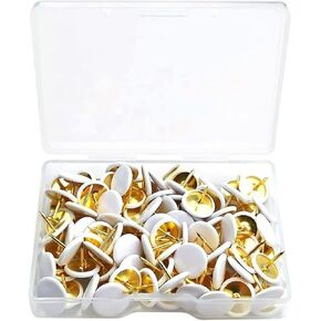 100Pcs White Push Pins Wall Tacks Plastic Round Head Thumbtack for Home, School, Map, Office, Photo Wall, Cork Board Tape, Adhesives and Fasteners