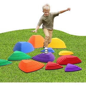 Stepping Stones for Kids Ages 3 and Up - Durable Stepping Stones Encourage Toddler Balance & Gross Motor Skills with Non-Slip Surface for Indoor Obstacle Courses Outdoor Toys Play