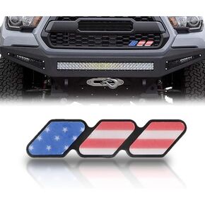 1 PC Tri-Color Grille Badge Emblem Decoration Accessories Compatible with Tacoma 4Runner Tundra Sequoia Rav4 Highlander, Grille Insert Trims (Yellow & Orange & Red)