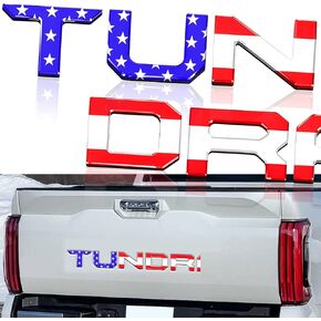 Tailgate Insert Letters 3D Raised Rear Emblems, ABS Plastic Inserts with Adhesive Compatible with Tundr 2022-2023 Truck Accessories Badge (Black American Flag)