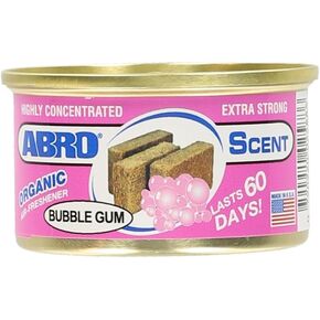 ABRO Scent 3-Pack Organic Air Freshener Can, Bubble Gum Scent, 3 Spill Proof Blocks per Can, Ideal for Car Scents, New Car Smell, Lasts Up to 60 Days, Use in Home, Bathroom, Car or Office