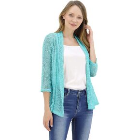 BENANCY Women's 3/4 Sleeve Lightweight Mesh Crochet Short Shrug Cardigan