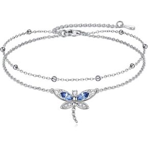 TIGER RIDER Dragonfly Anklet Sterling Silver Dragonfly Gifts Jewelry for Women with Crystal Birthday Anniversary in Kuwait