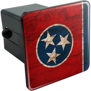 Rustic Distressed Tennessee State Flag Tow Trailer Hitch Cover Plug Insert