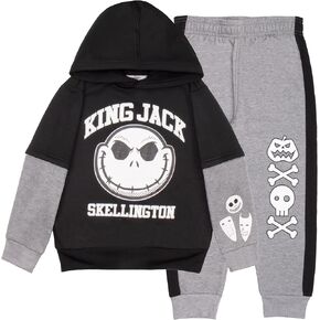 DISNEY Nightmare Before Christmas Boys Matching Sets Pullover Hoodie and Jogger Fleece Set Jack Skellington Graphic Logo