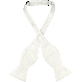 Vesuvio Napoli SELF TIE Bow Tie OFF-WHITE Color PAISLEY Design Men's BowTie